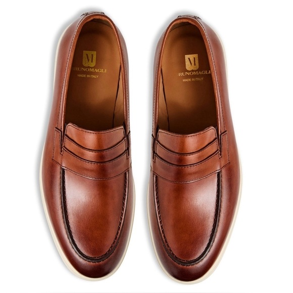 Preloved Bruno Magli Men\'s Ettore Cognac Leather Penny Loafers Men\'s Size 13 main image 10